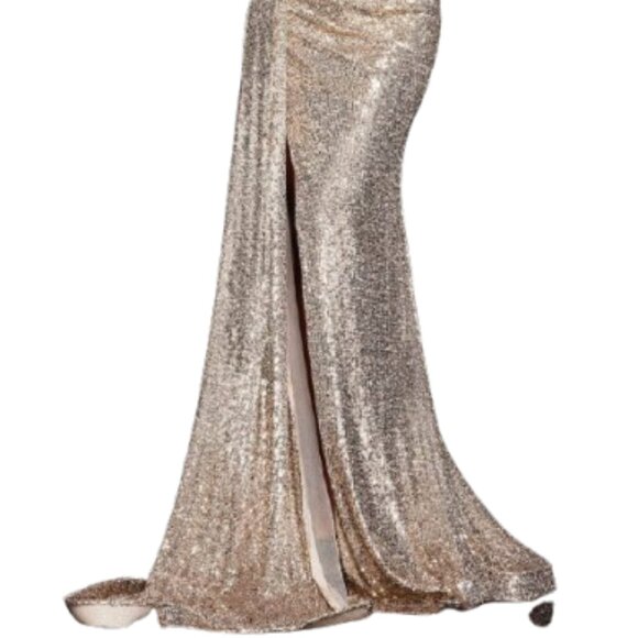NWT Jovani 23779SC Sequin Prom Dress Gold Size 14 - Picture 2 of 10